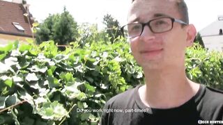 CZECH HUNTER 448 - Twink With Trendy Glasses Gets His Balls Played With