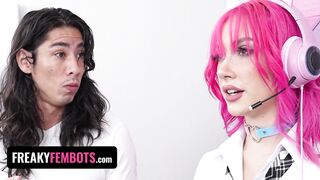 FreeUse Fembots - Cute Gamergirl Sexbot Jazmin Luv Gets Her Pussy Drilled But Keeps Playing